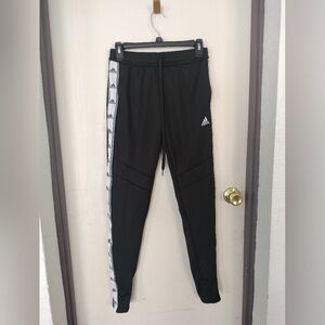 Adidas Mens Athletic Pants Joggers Black White Stripe Logo Ankle Zip Size:xsmall